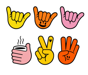 Obraz premium Hand Drawn Gesture Sticker Vector Set