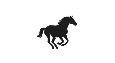 Fototapeta premium Running horse silhouette on white background