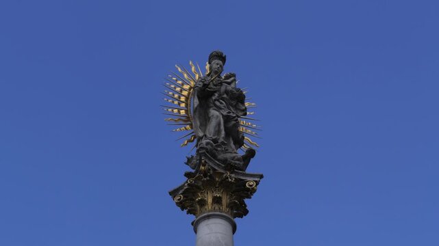 Close-up of Column of the Virgin Mary at Freedom Square in Brno, Czech Republic