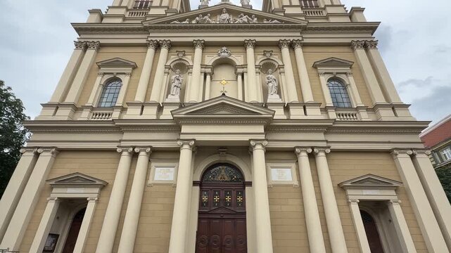 Neo-Renaissance facade of Cathedral of the Divine Saviour in Ostrava