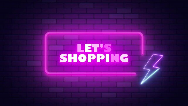 LET'S SHOPPING NEON TITLE WITH NEON BACKGROUND 