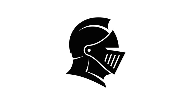 Knight helmet silhouette on white