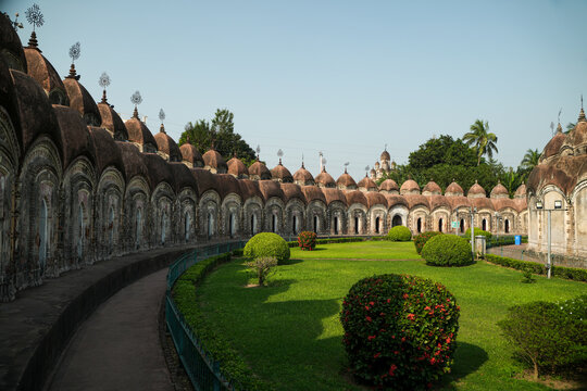 This place is named "108 Shiva Temples" because it consists of 108 Shiva temples. It is located in Kalna, in the Bardwan district of West Bengal.