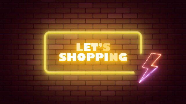 LET'S SHOPPING NEON TITLE WITH NEON BACKGROUND 