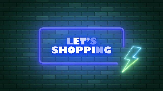 LET'S SHOPPING NEON TITLE WITH NEON BACKGROUND 