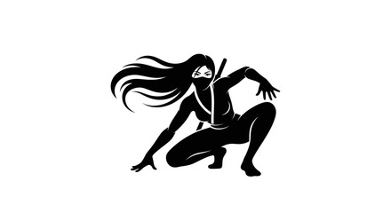 Ninja warrior silhouette in action © Sastro