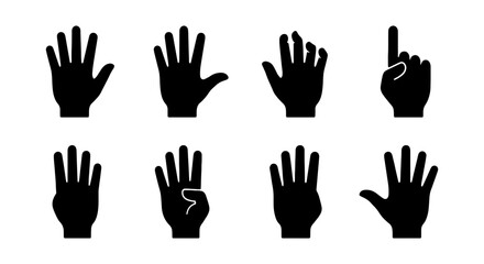 Obraz premium Hand Gestures Vector Icons: Counting, Pointing, Open Palm, Number Signs