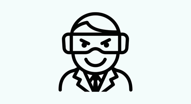 Scientist icon with goggles and smile