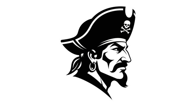 Pirate illustration in black and white