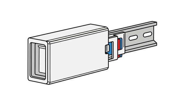 Industrial electrical component on DIN rail, electrical enclosure, wiring connections