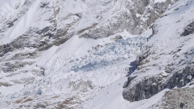 Khumbu Icefall seen from Everest Base Camp in Nepal