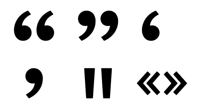 Quotation Marks Vector Icons, Punctuation Symbols, Typography Elements, Text Formatting