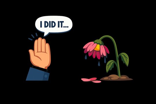 A person holds a flower and celebrates their achievement with the words 'I did it'