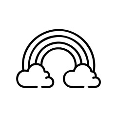 Fototapeta premium Double rainbow illustration with clouds in a simple design
