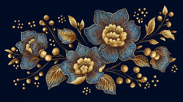Assortment of seashells and starfish scattered on dark blue background with sparkles