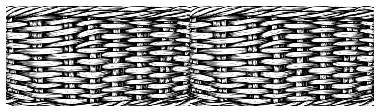 Wicker weave texture for basketry and traditional craft background in detailed engraving style