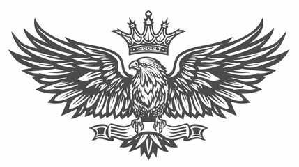 Fototapeta premium Majestic eagle emblem with crown and wings vintage style design vector art