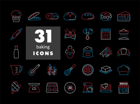 Bakery and Baking Essentials Icon Set
