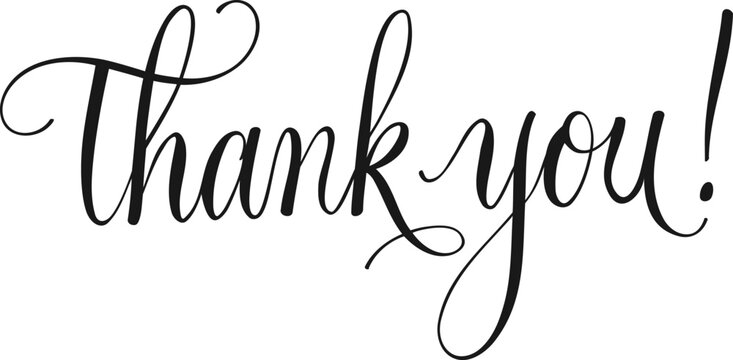 Thank you. Handwritten lettering phrases with modern design.