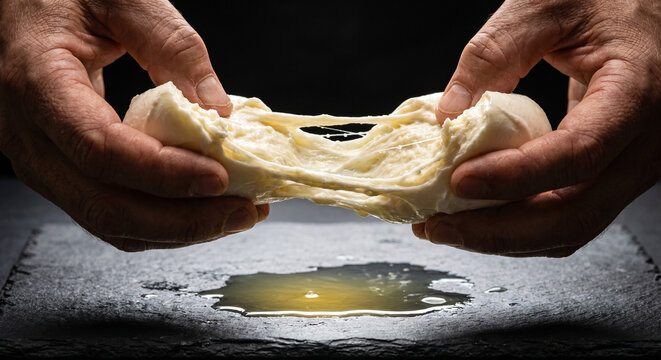man pulling a dough