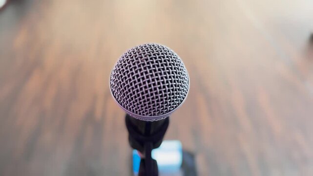 Top down close-up of professional stage microphone