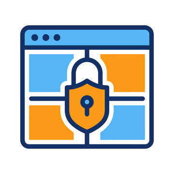 Web browser security layout with central padlock icon vector