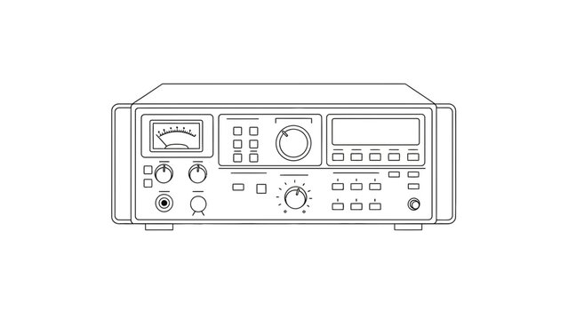 Vintage electronic device with analog meter and digital display, front view