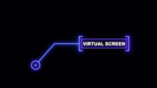 Modern blue neon UI HUD callout animation featuring virtual screen text for futuristic user interface design, augmented reality displays, and high-tech presentation elements.