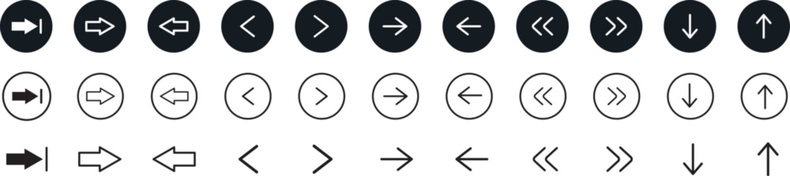 Minimalist Icon, Right Arrow, Solid Black, Outline Circle, Clean Flat Style, Vector Graphic, EPS File, Arrow Set, Navigation Sign, Isolated Symbol, arrow, icon, buttons, right, direction, forward, nav