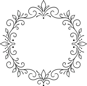 Elegant Vintage Floral Frame Circle Monogram Template