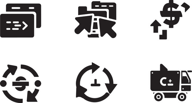 Video production team broadcasting entertainment and digital mass media streaming solid glyph icons set with camera operator news reporter podcaster speaker director and editor symbols