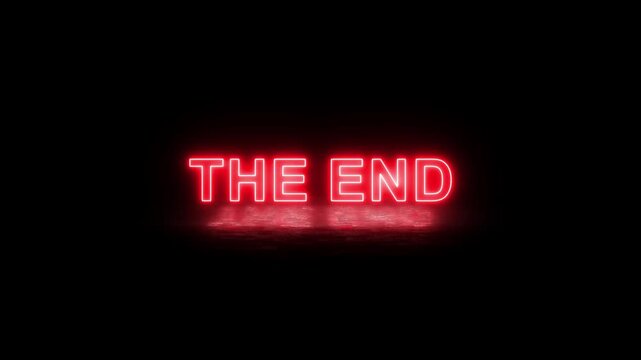 The end text animation.Spectacular glitch effect with various kinds of interference.Black background