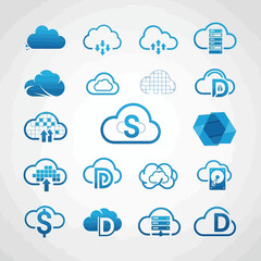 Obraz premium Cloud computing icon set.