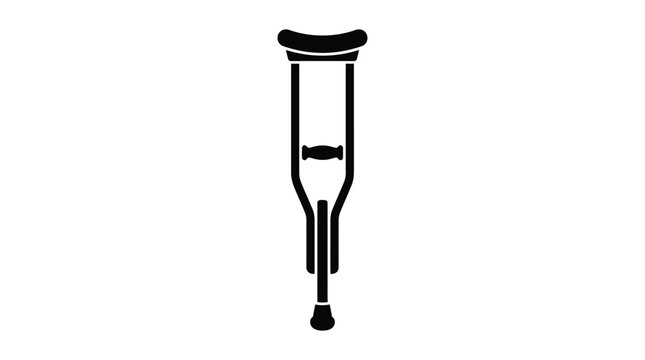 Crutch silhouette on a white background medical mobility aid