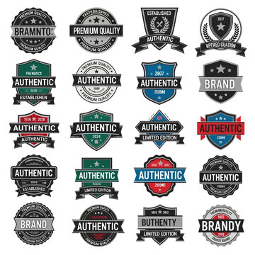 Authentic Quality Guarantee Badges Logos.