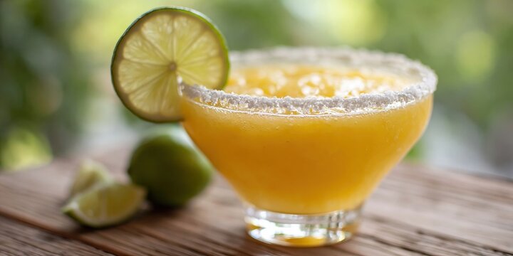 margarita in salted rim glass - tequila cocktail