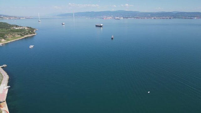 A view of the Izmit Gulf from the vicinity of Eskihisar Town in Gebze, Kocaeli, Turkey.