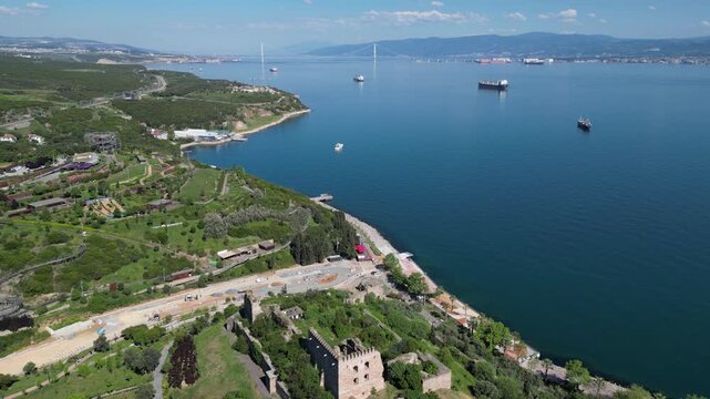 A view of the Izmit Gulf from the vicinity of Eskihisar Town in Gebze, Kocaeli, Turkey.