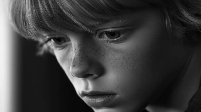 Portrait of young boy with thoughtful expression