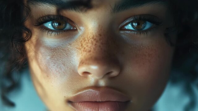 African American woman with freckles