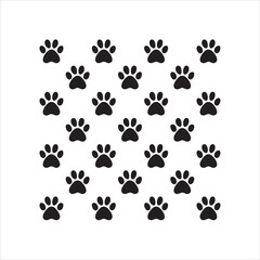Fototapeta premium Paw prints background pattern for pets and animals, Cute animal paw tracks.