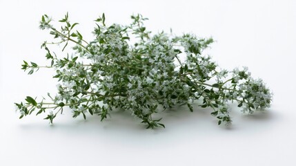 Obraz premium Fragrant thyme sat on white.