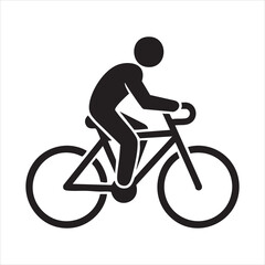 Obraz premium Cyclist silhouette stick figure icon man riding bicycle for active lifestyle and sports recreation.