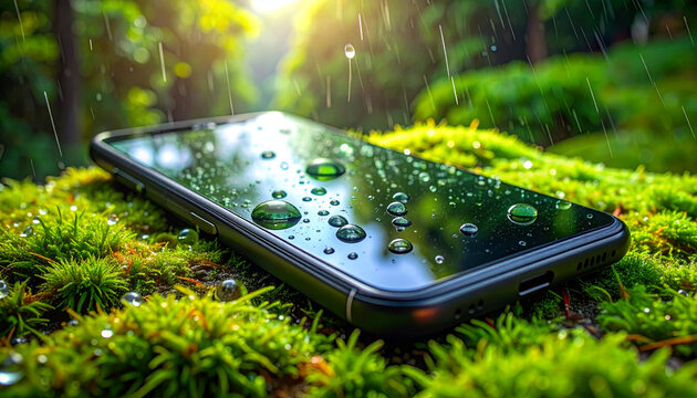 Wet Cell Phone in the Grass