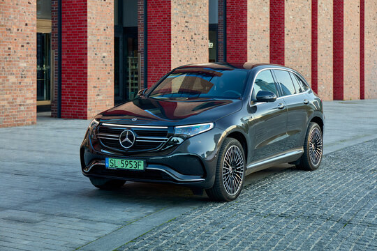 Electric Mercedes EQC standing in front of NOSPR building - one