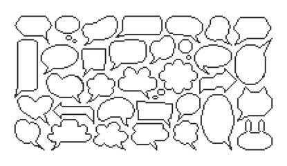 Naklejka premium Speech Bubbles Set Outline Line Art