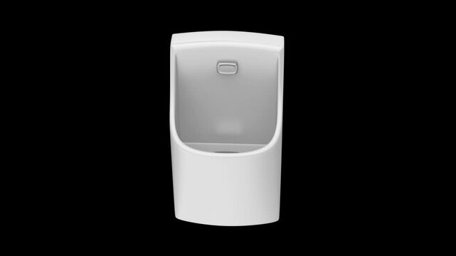White ceramic urinal on black background