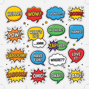 Comical Speech Bubbles With Hello With Wow