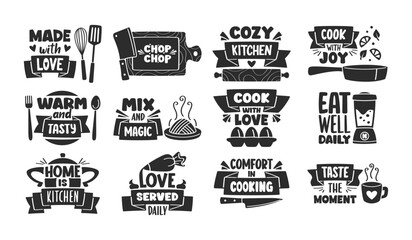 Naklejka premium Kitchen Quotes Badges Cooking Typography Set