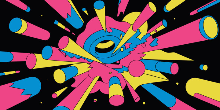 Signal Graphics Explosion Geometric Shapes Dynamic Burst Colorful Vector Art